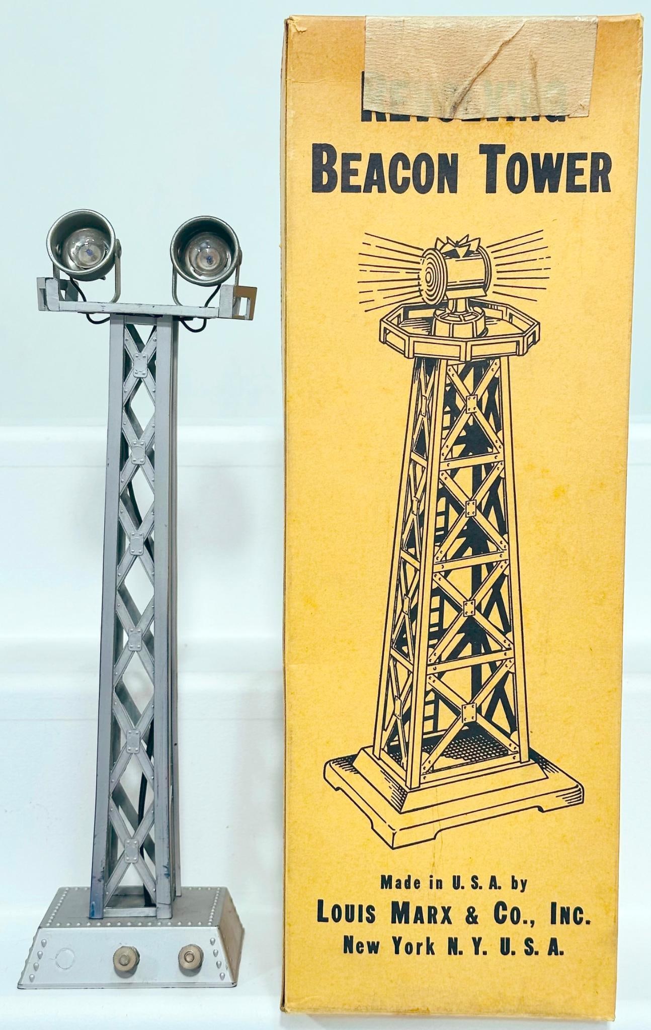 Marx Postwar O Gauge Factory Prototype Floodlight Tower: Marx Postwar O Gauge Factory Prototype Floodlight Tower, Model #2005 dated June 2, 1953, in Girard, PA, in C7. This Lot also comes with its original Factory paperwork. Longest item in this Lot is 14