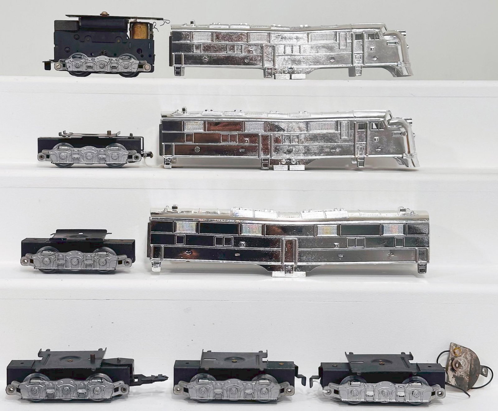 Marx Postwar O Gauge Factory Prototype A - B - A Diesel Shells only painted chrome (1 of 7)