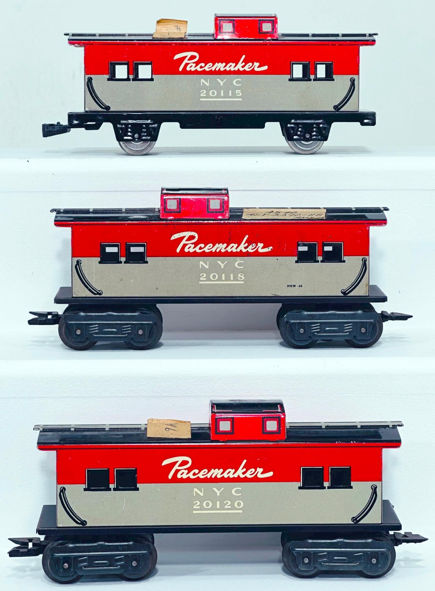 Marx Postwar O Gauge Three (3) Assorted Factory Archive New York Central Pacemaker Cabooses (1 of 7)