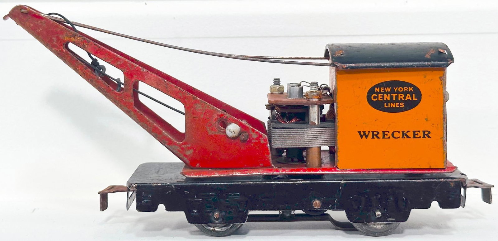 Marx Prewar O Gauge Factory Prototype Wrecker Car with electric motor (1 of 6)