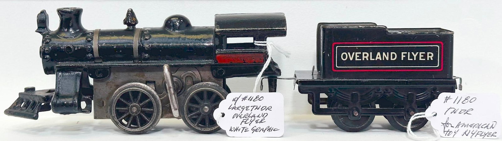 Hafner Prewar O Gauge early 112 Cast Iron 0-4-0 Locomotive with Square Tender 1180 ?Overland Flyer (1 of 8)