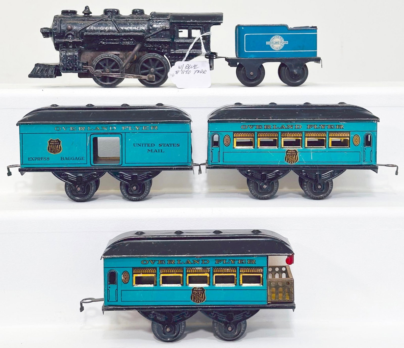 Hafner Prewar O Gauge Union Pacific 3 Car Passenger Set 112 Cast Aluminum 0 - 4 - 0 Locomotive (1 of 6)