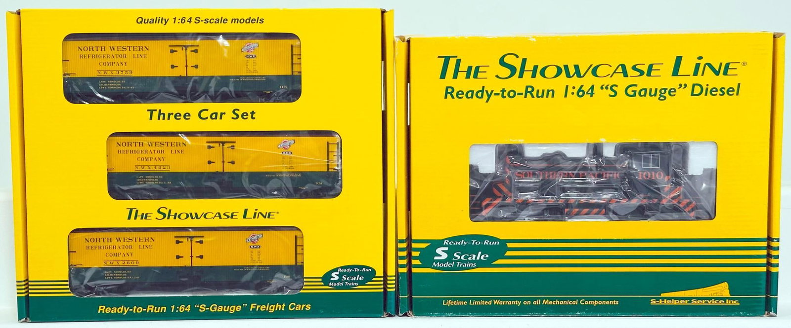 S - Helper Modern S Gauge SW - 1 Southern Pacific Switcher and WX 3 Car Woodsided Refrigerator Cars (1 of 5)
