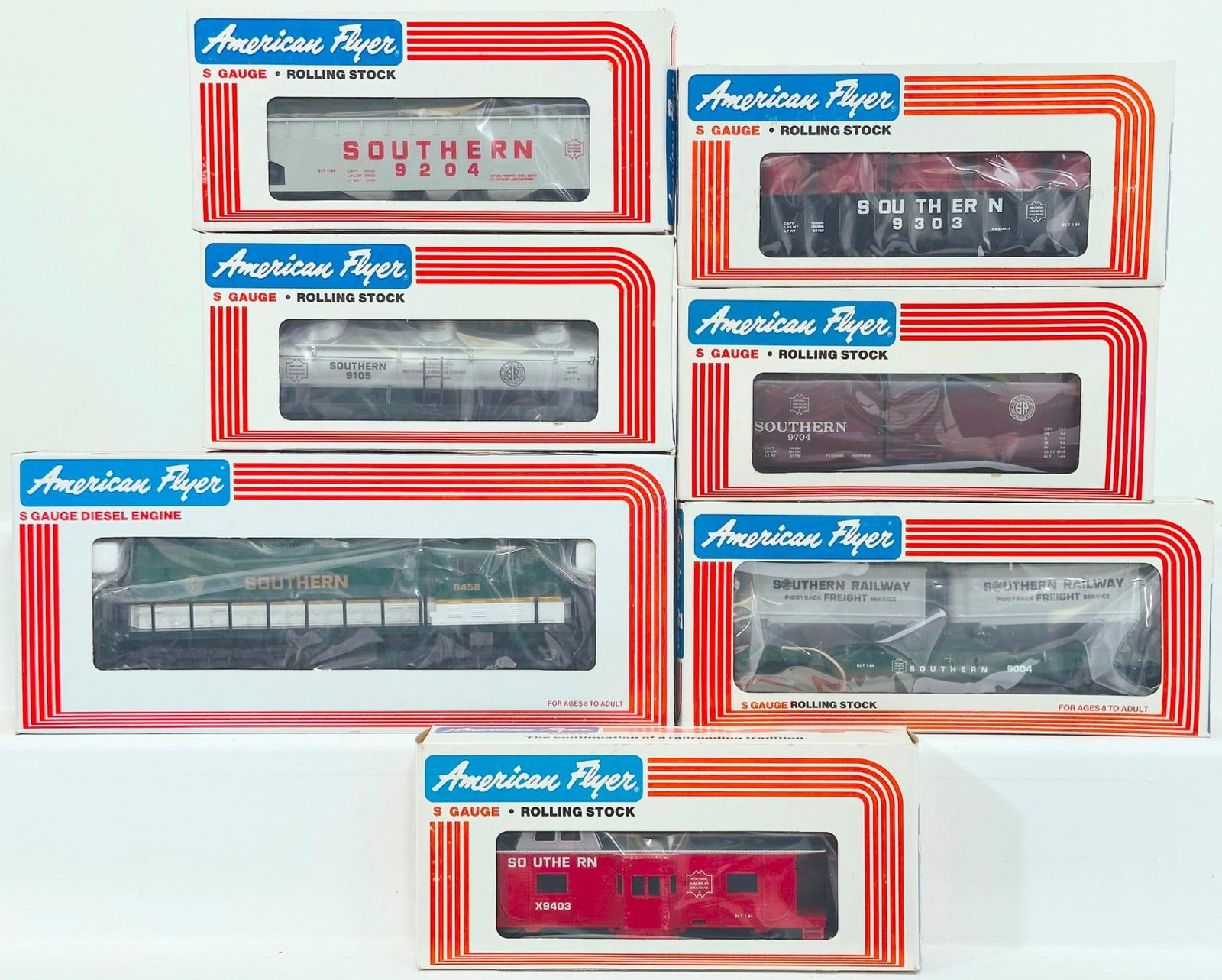 Lionel American Flyer Modern S Gauge Southern GP - 9 Diesel Switcher and Six (6) Assorted Cars (1 of 5)