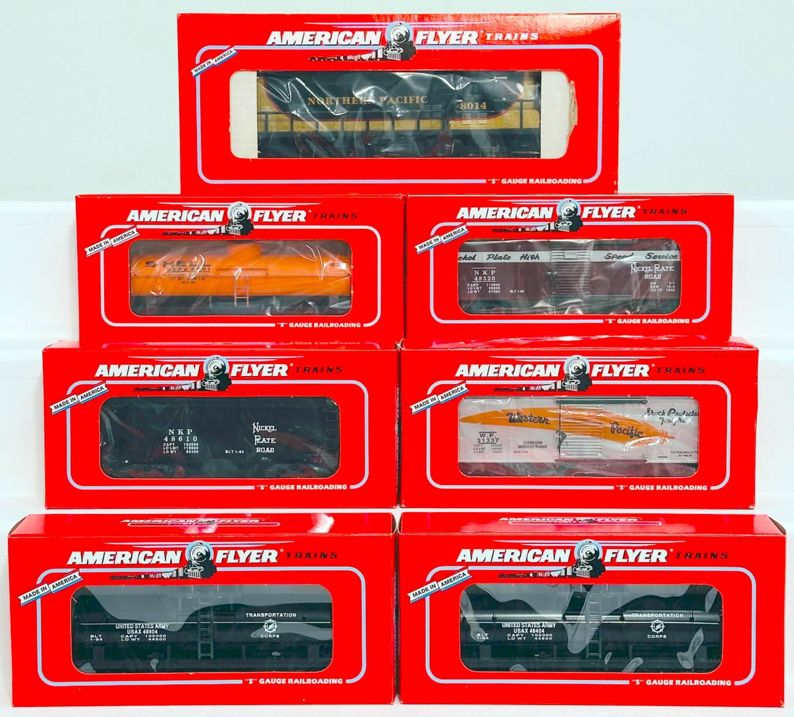 American Flyer Modern S Gauge Northern Pacific GP-9 Diesel Switcher/ Six (6) Assorted Freight Cars (1 of 5)