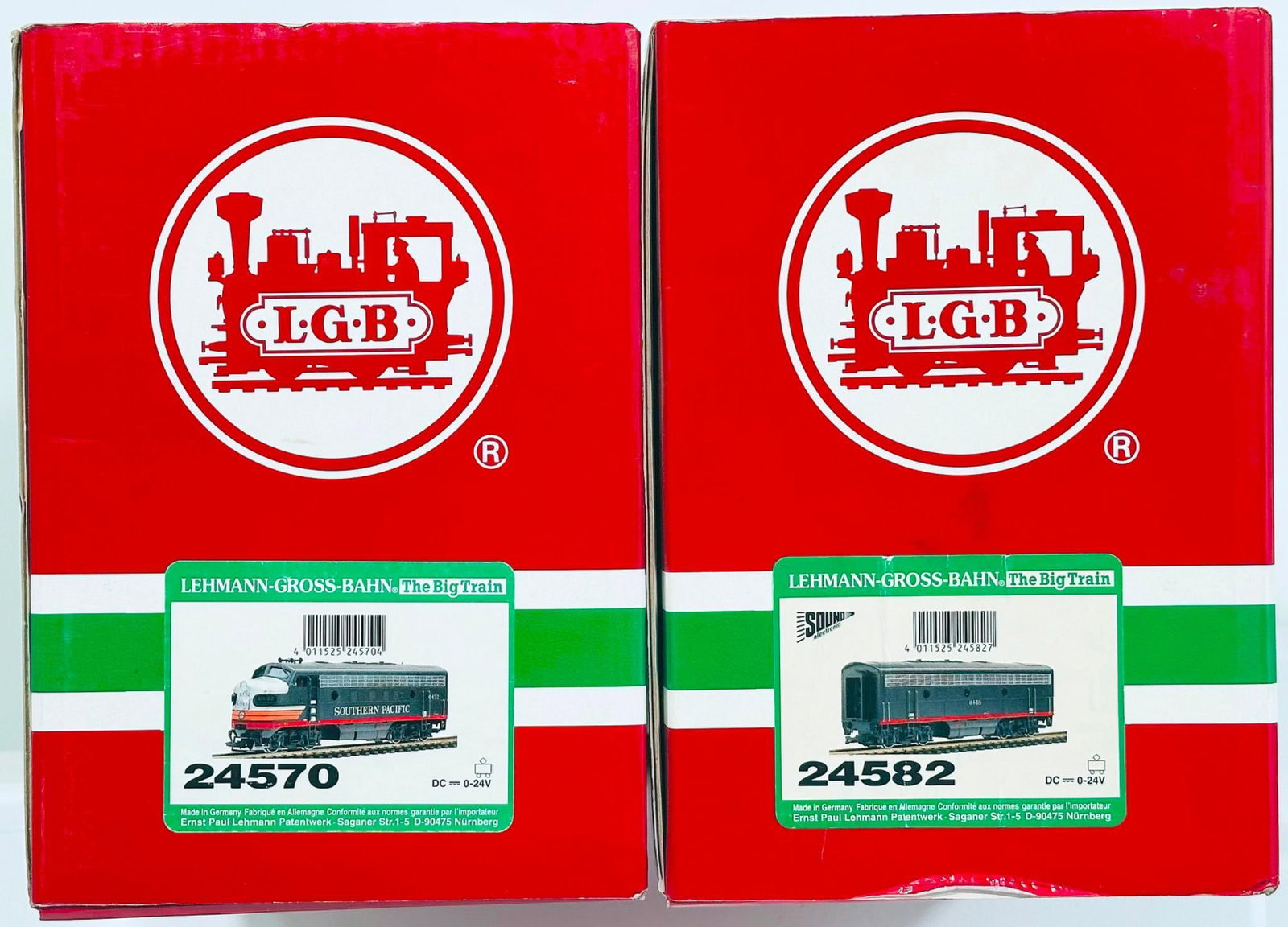 LGB Modern G Scale Southern Pacific A - B Diesel Units #24570 and #24582 Boxed - 2