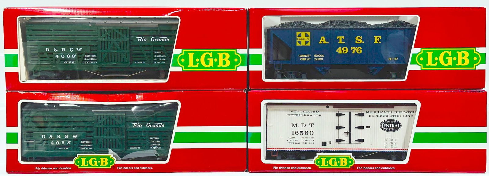 LGB Modern G Scale Four (4) Assorted American Freight Cars Boxed (1 of 5)