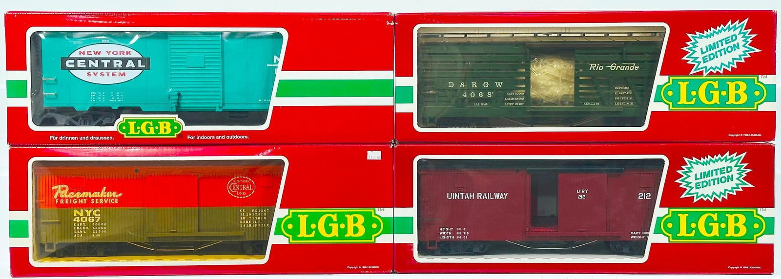 LGB Modern G Scale Four (4) Assorted American Freight Cars Boxed (1 of 5)