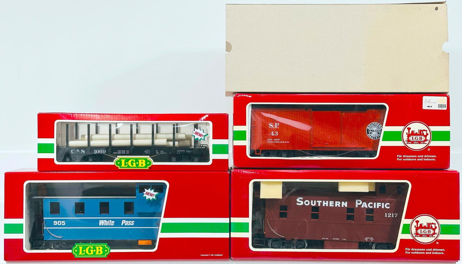 LGB Modern G Scale Four (4) Assorted American Freight Cars Boxed (1 of 5)