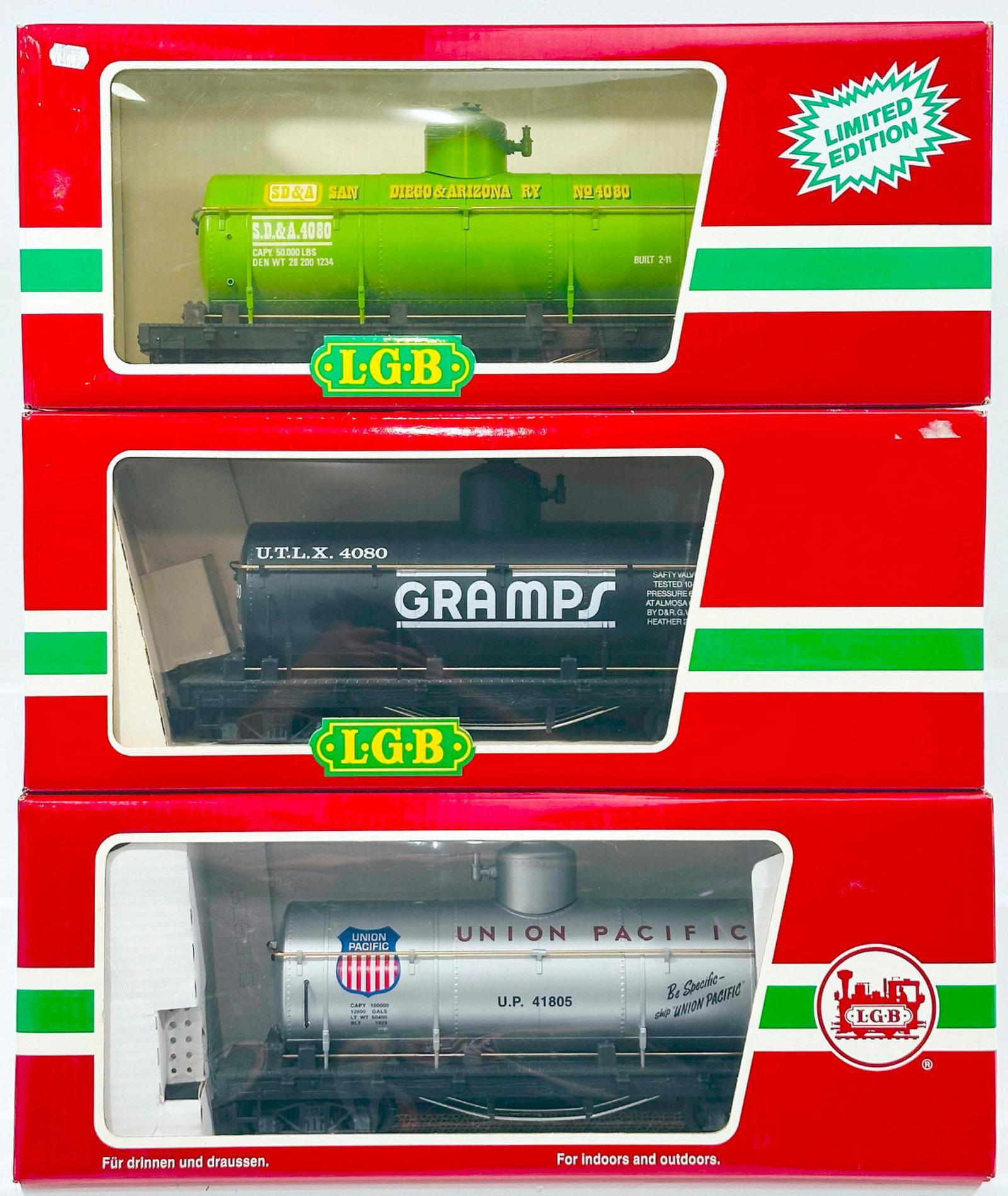 LGB Modern G Scale Three (3) Assorted American Tank Cars Boxed (1 of 6)