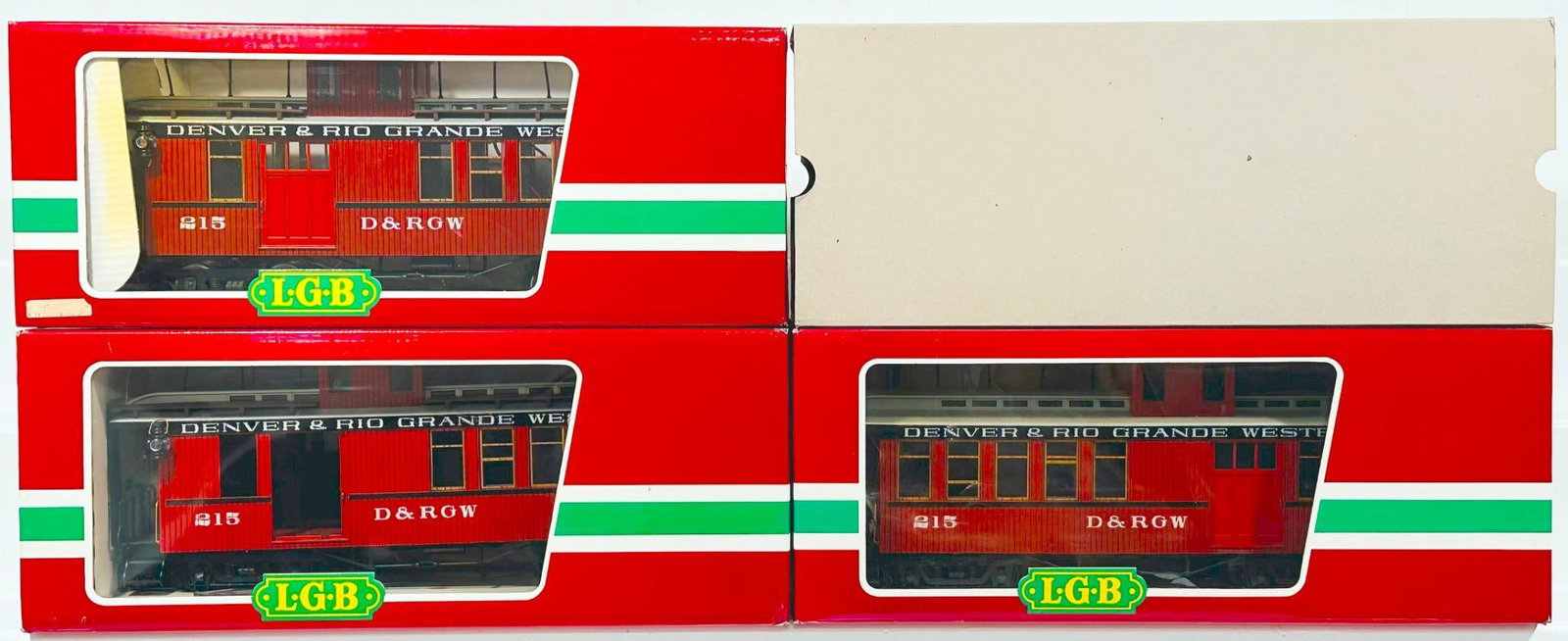 LGB Modern G Scale Three (3) Assorted Old-Time Woodsided D&RGW Passenger Cars Boxed (1 of 4)