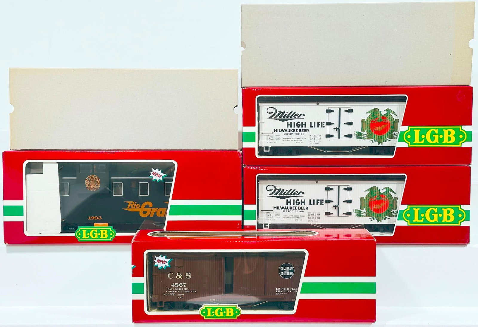 LGB Modern G Scale Four (4) Assorted American Freight Cars Boxed (1 of 5)