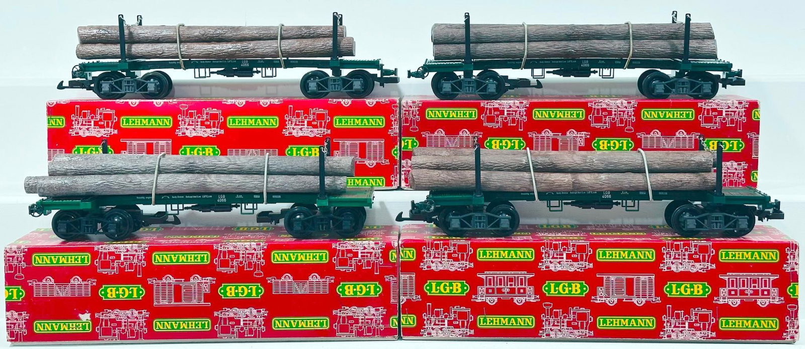 LGB Modern G Scale #4066 Flat Car with Logs X4 Boxed (1 of 8)