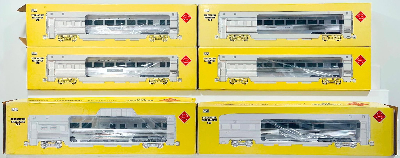 Aristo Craft Trains Modern G Scale Six (6) Assorted ATSF/Santa Fe Passenger Cars Boxed (1 of 5)