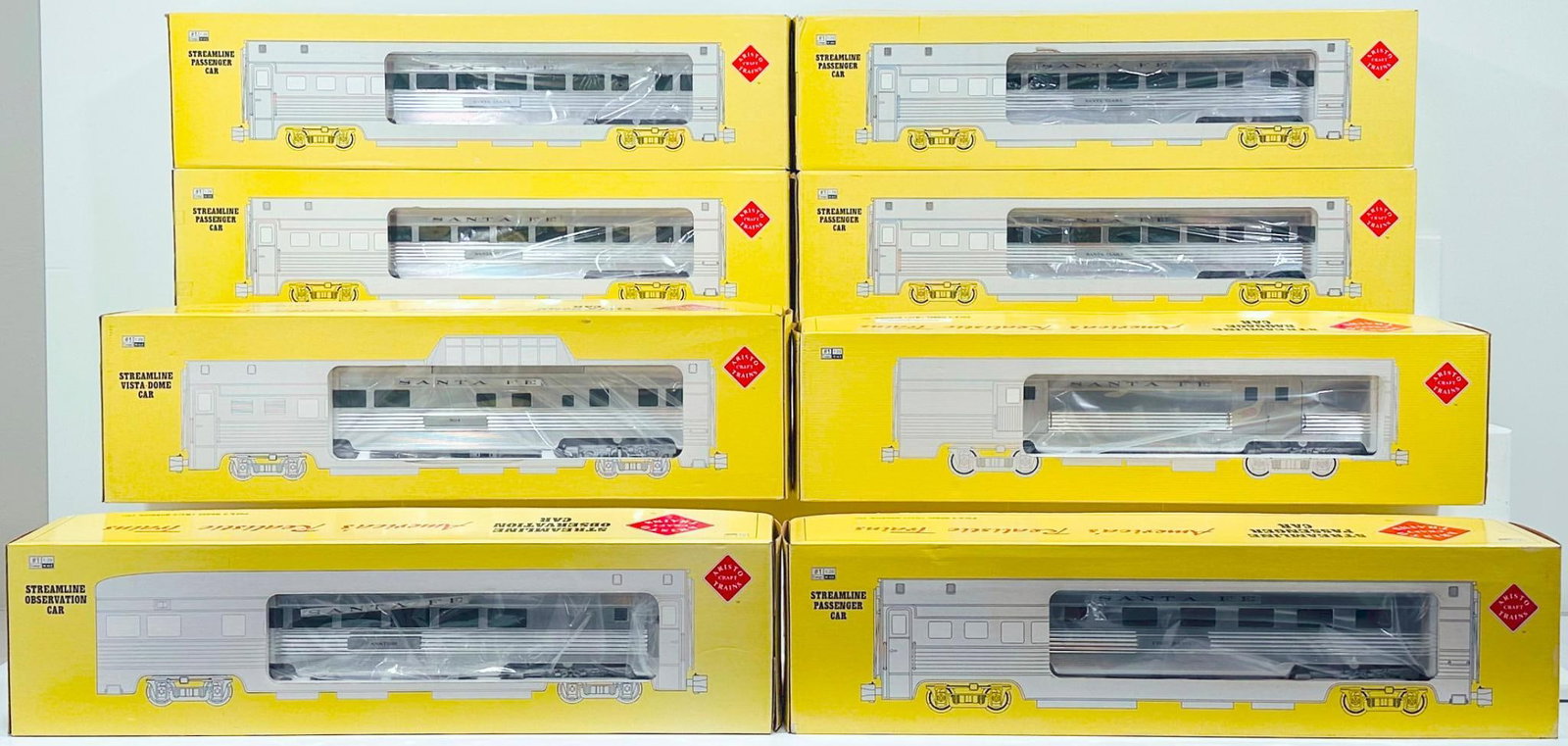 Aristo Craft Trains Modern G Scale Eight (8) Assorted ATSF/Santa Fe Passenger Cars Boxed (1 of 7)