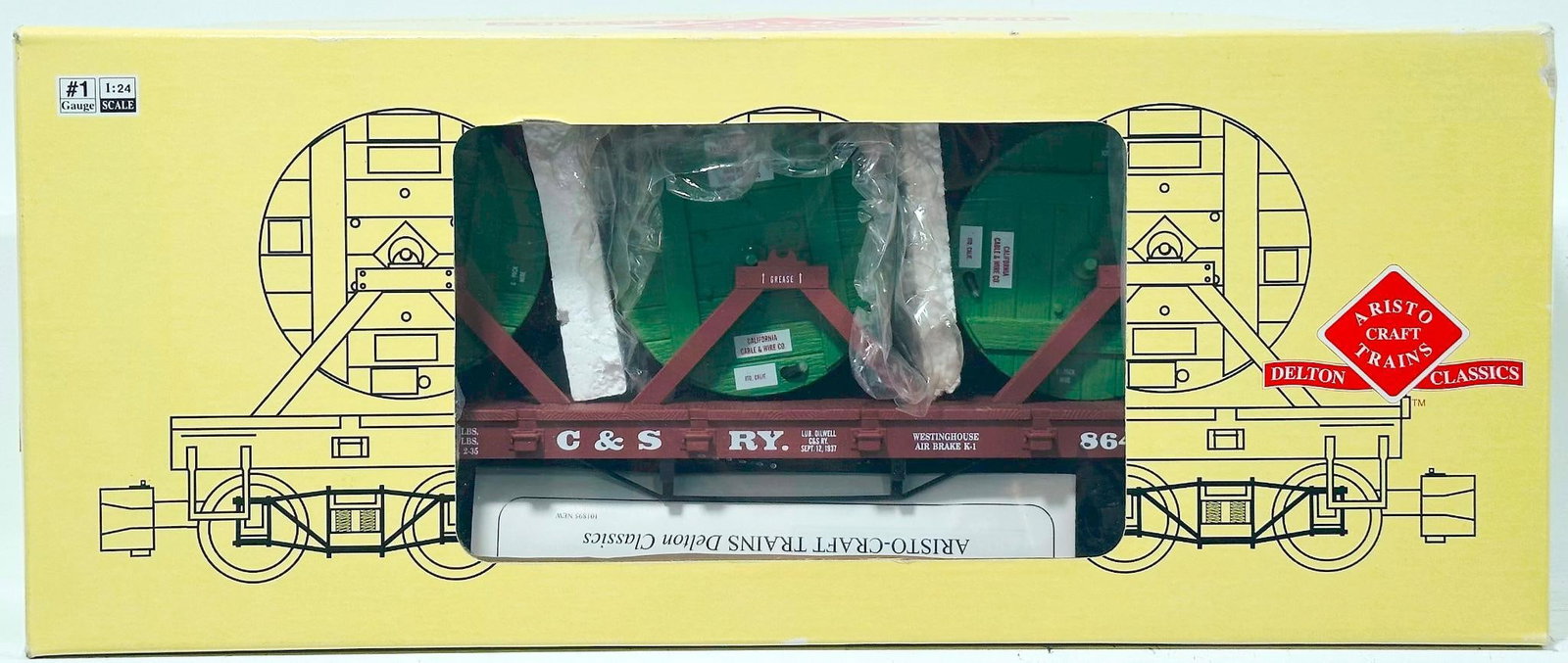 Aristo Craft Trains Modern G Scale Colorado and Southern Flat Car with Cable Reel Load Boxed (1 of 9)