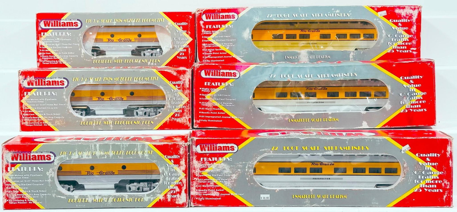 Williams Modern O Gauge Rio Grande F-7 Dummy B X3/Three Assorted Denver Rio Grande Passenger Cars (1 of 5)