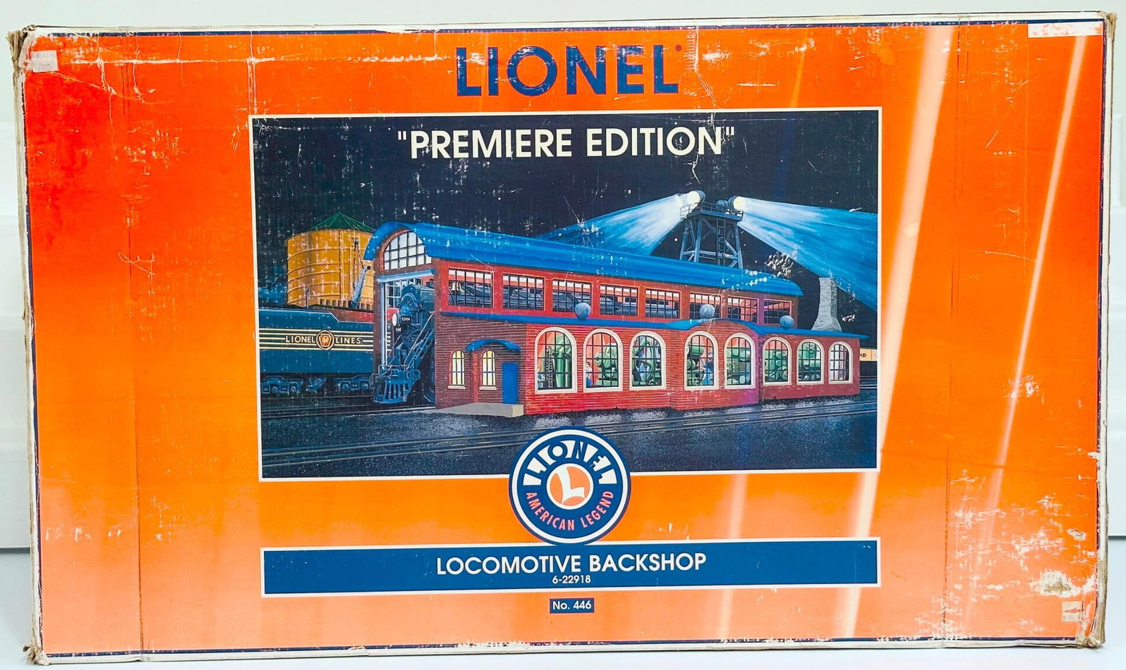 Lionel Modern O Gauge Locomotive Back Shop Boxed: Lionel Modern O Gauge Locomotive Back Shop Boxed, in C8 or better and with its original box that shows moderate to heavy wear.
