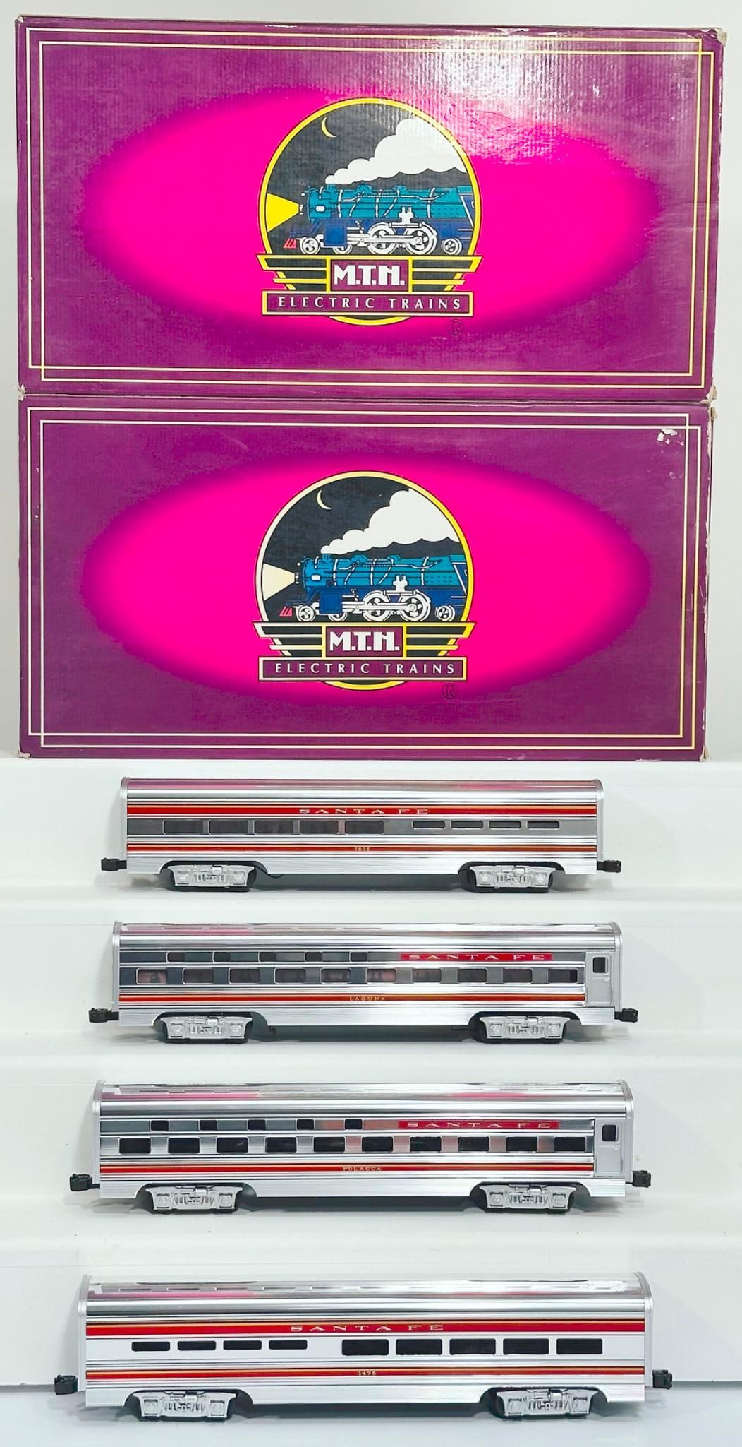 MTH Modern O Gauge ATSF El Capitan 60 ft Aluminum Sleeper/Diner Set & Santa Fe 60 ft Aluminum Set (1 of 8)