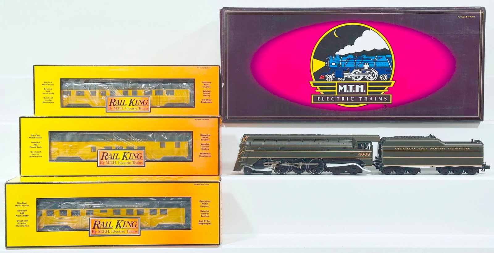 MTH Modern O Gauge Chicago Northwestern 4-6-4 E-4 Hudson Locomotive & Tender with PS 1.0 Boxed/Cars (1 of 9)