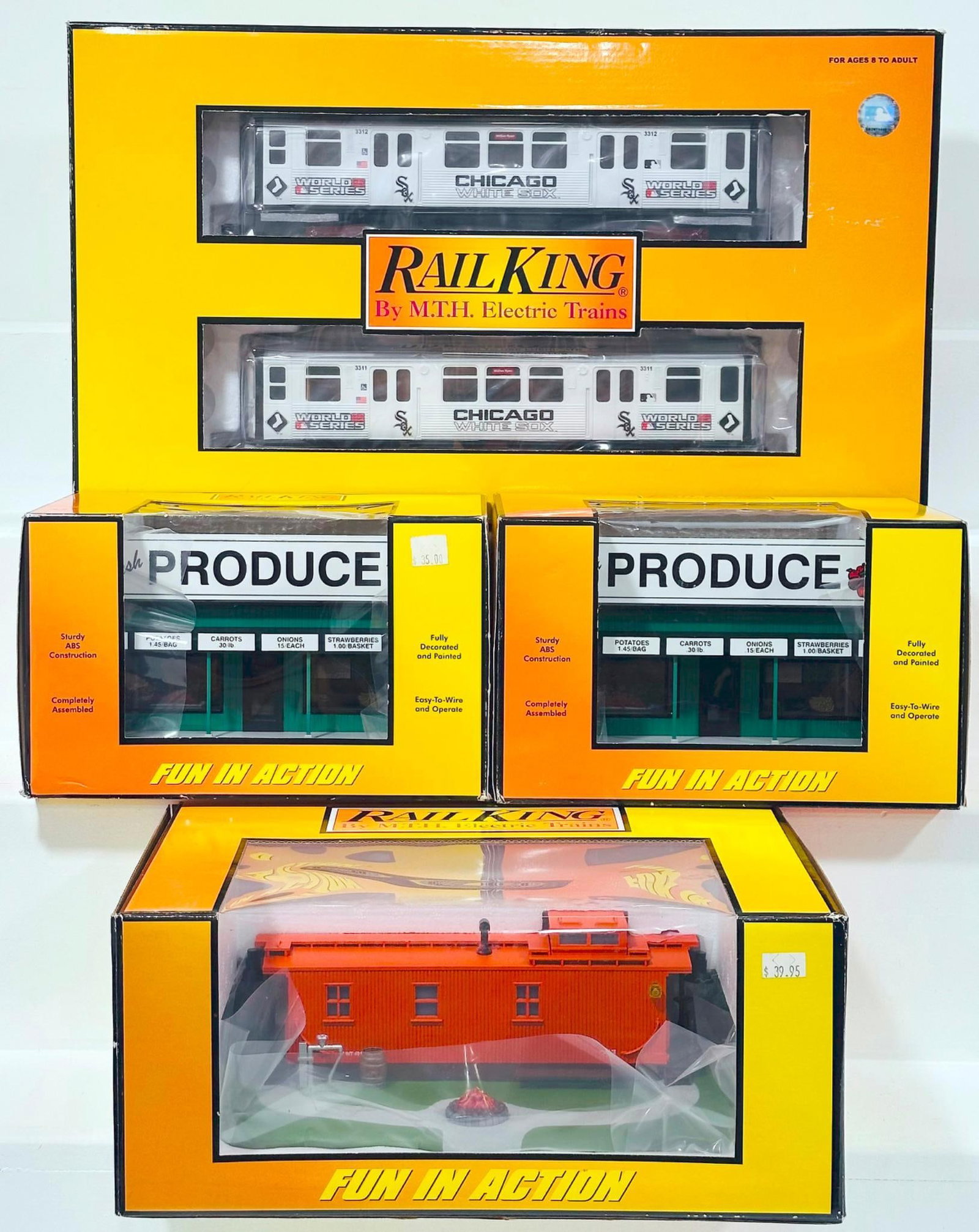 MTH Rail King Modern O Gauge MLB-Chicago White Sox World Series 3200 2 Car Subway Add-On Nonpowered (1 of 6)