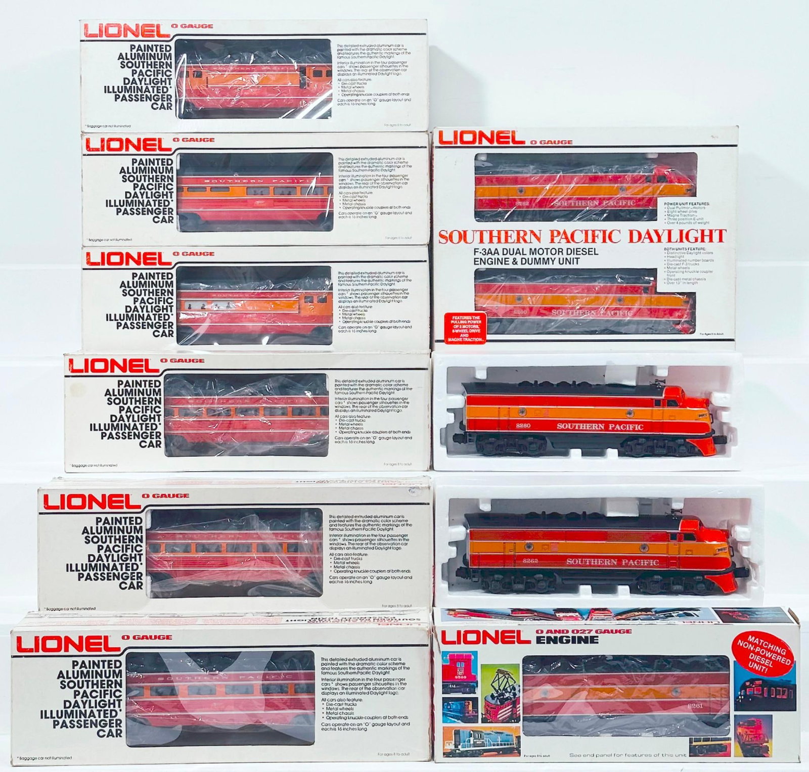 Lionel Modern O Gauge Southern Pacific Diesel Units/ Southern Pacific Six (6) Assorted Painted Cars (1 of 7)