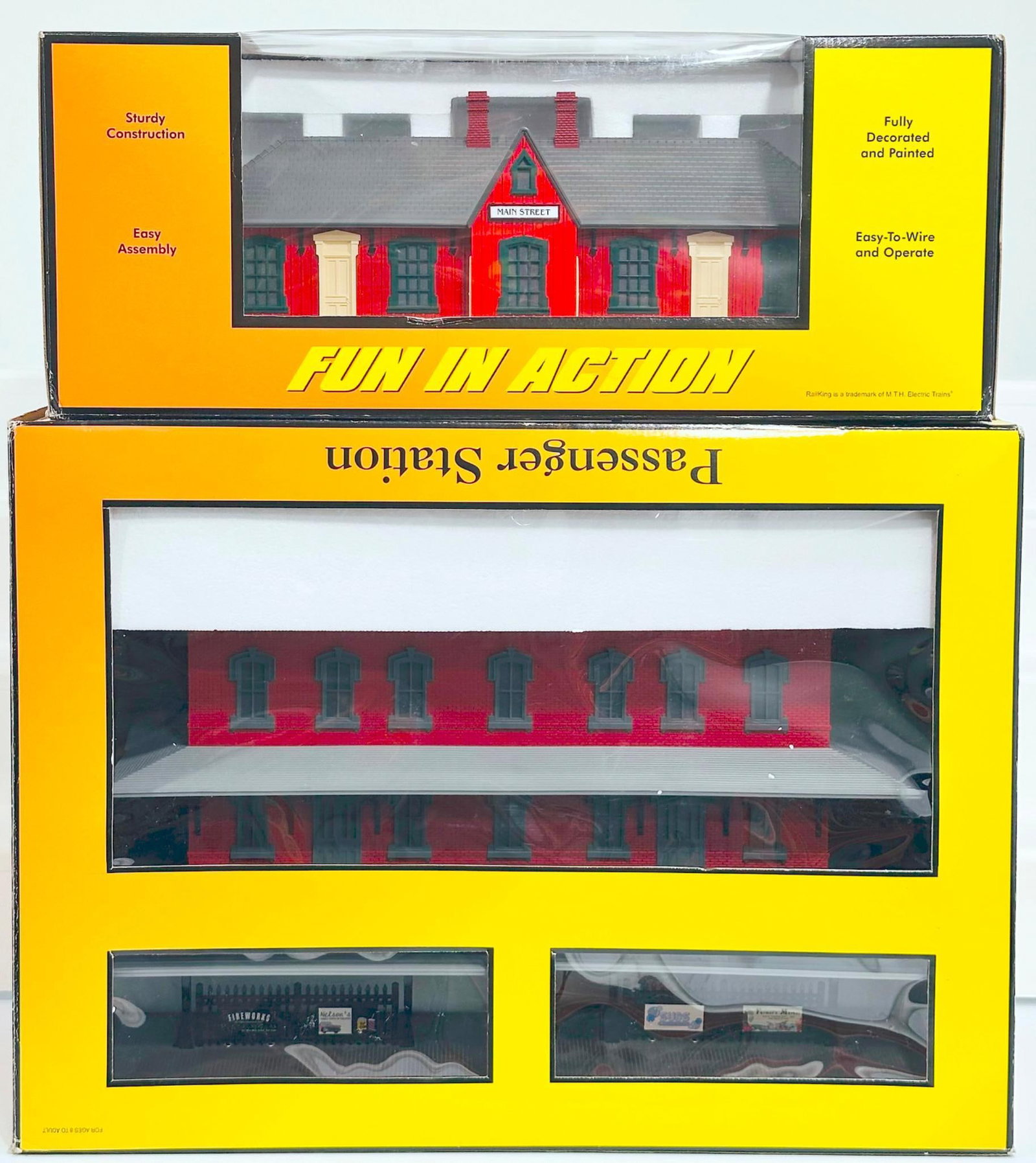 MTH Rail King Modern O Gauge Country Passenger Station Main Street and Red with Gray Windows Station (1 of 5)