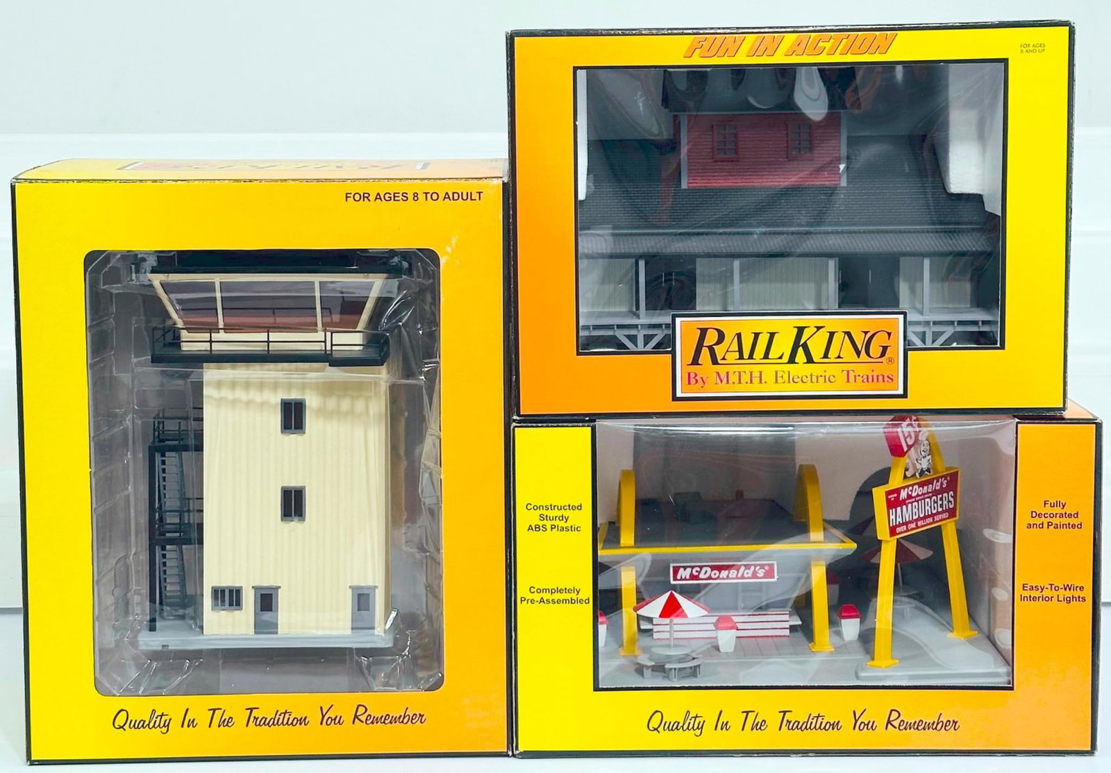 MTH Rail King Modern O Gauge Yardmaster Tower/Original McDonald's Restaurant/NYC Drygoods Warehouse (1 of 6)