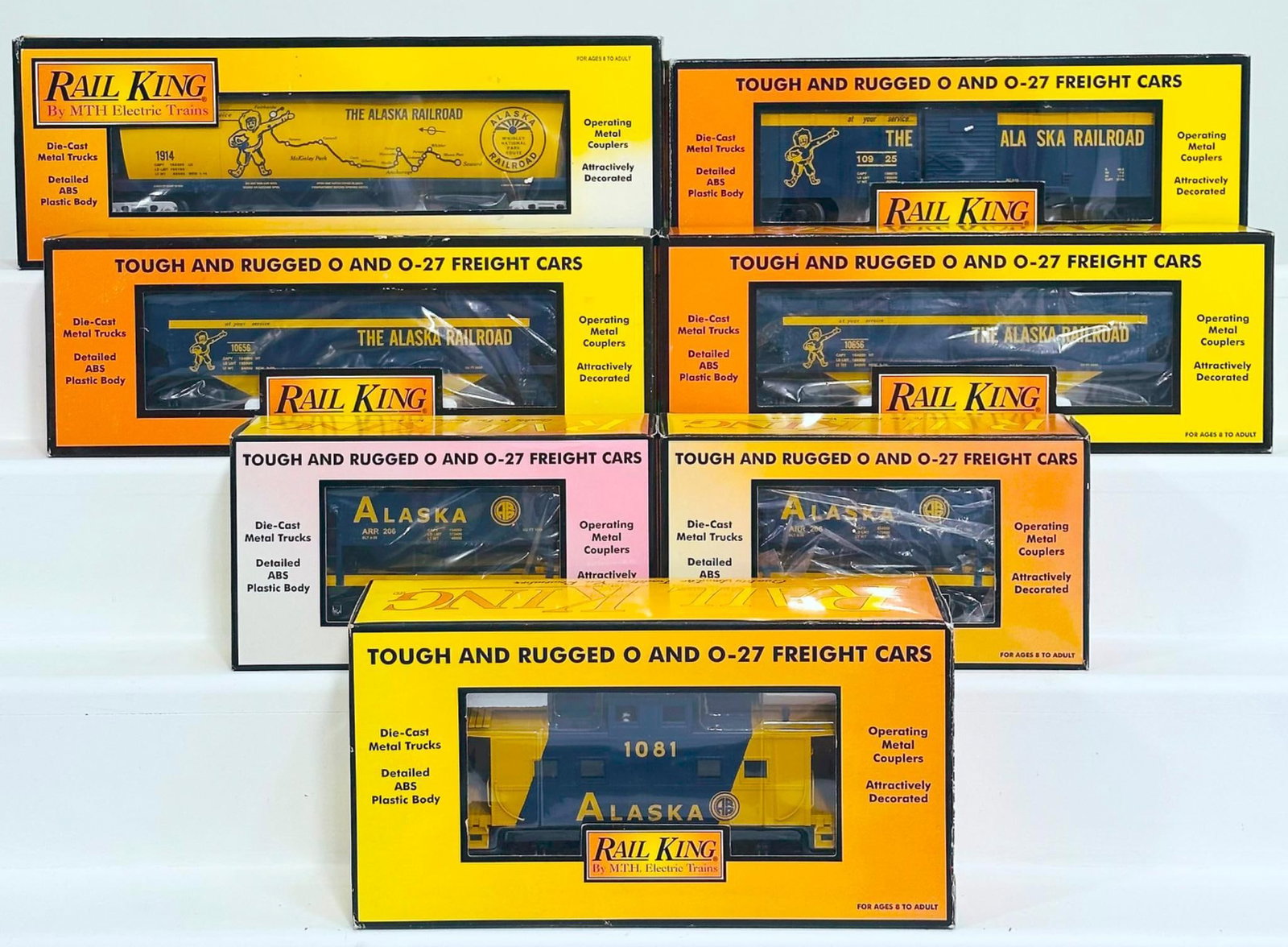 MTH Rail King Modern O Gauge Seven (7) Assorted Alaska Freight Cars Boxed (1 of 5)