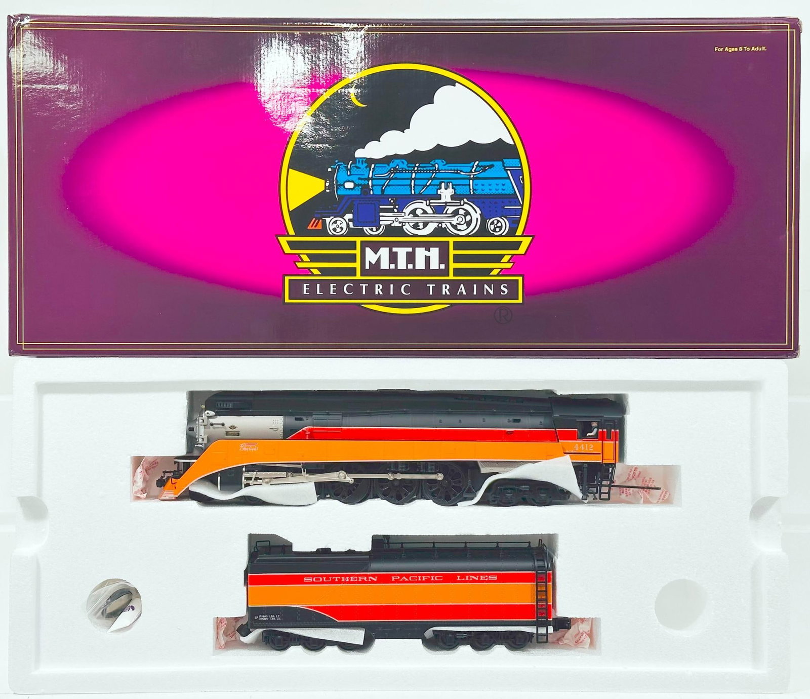 MTH Modern O Gauge Southern Pacific 4 - 8 - 4 GS - 2 Locomotive and Tender with PS 2.0 Boxed: MTH Modern O Gauge Southern Pacific 4 - 8 - 4 GS - 2 Locomotive and Tender with PS 2.0 Boxed, in C9 and with its original box.
