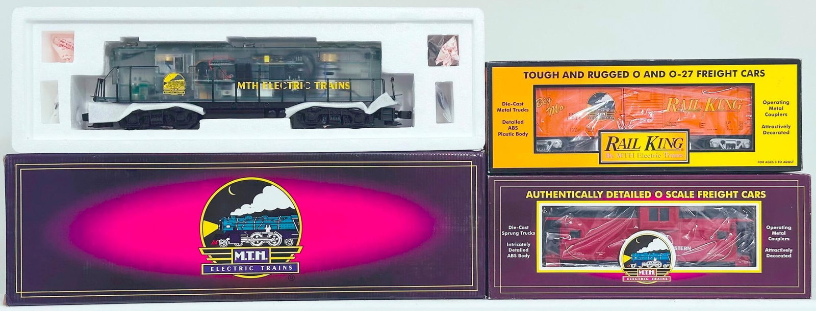 MTH Modern O Gauge Clear Body EMD GP-9 Diesel Switcher with PS 1.0 Boxed/Norfolk & Western Caboose (1 of 5)