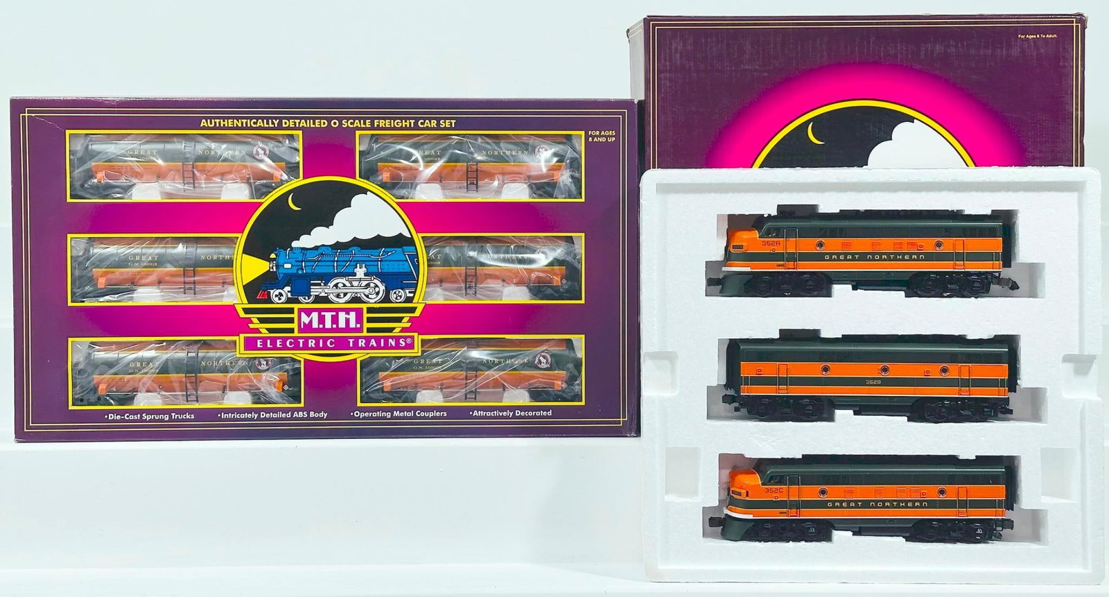MTH Modern O Gauge Great Northern EMD F-3 A-B-A Diesel Set with PS 1.0 Boxed/Great Northern Tank Car (1 of 5)