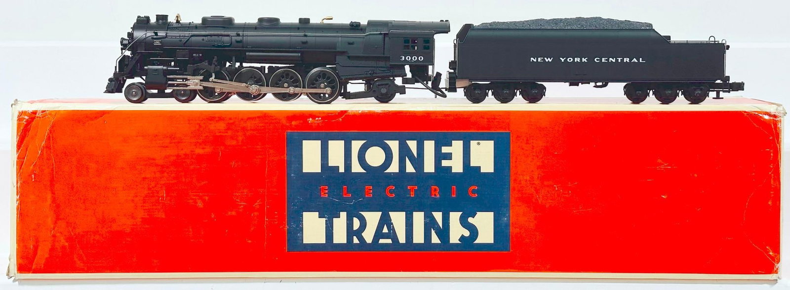 Lionel Modern O Gauge New York Central 4 - 8 - 2 Mohawk L - 3 Class Locomotive and Tender Boxed: Lionel Modern O Gauge New York Central 4 - 8 - 2 Mohawk L - 3 Class Locomotive and Tender Boxed, in C8 and with its original box that shows light to moderate wear.