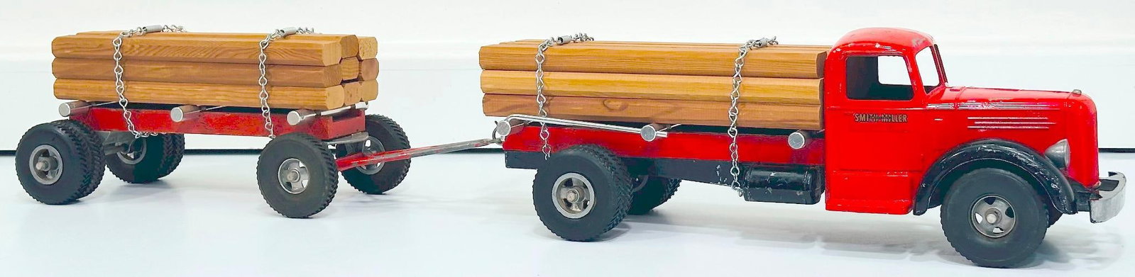 Smith - Miller Postwar Red Log Truck and Trailer with Lumber Loads (1 of 6)