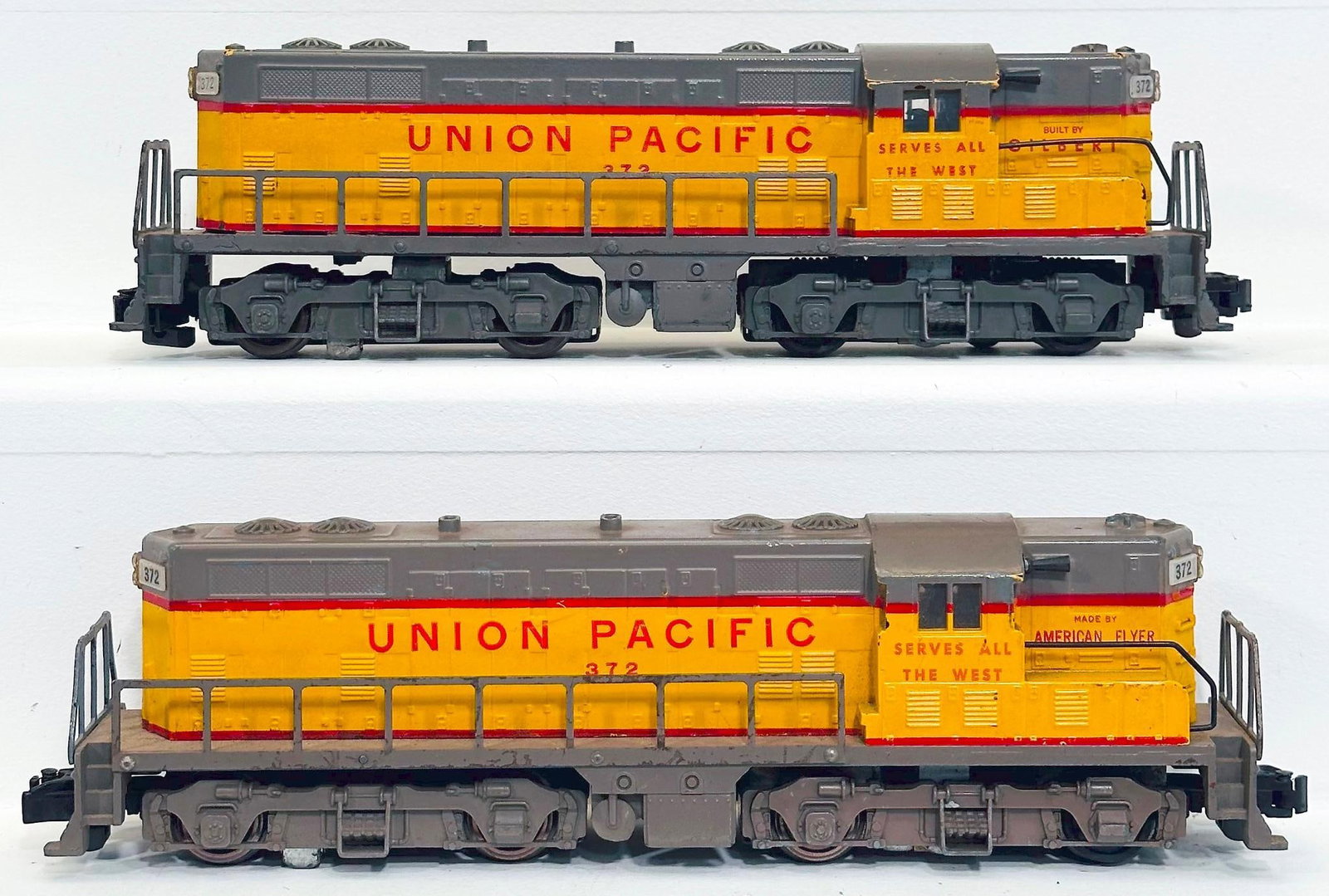 American Flyer Postwar S Gauge 372 and 372 Union Pacific Switchers: American Flyer Postwar S Gauge 372 and 372 Union Pacific Switchers, each in C7.