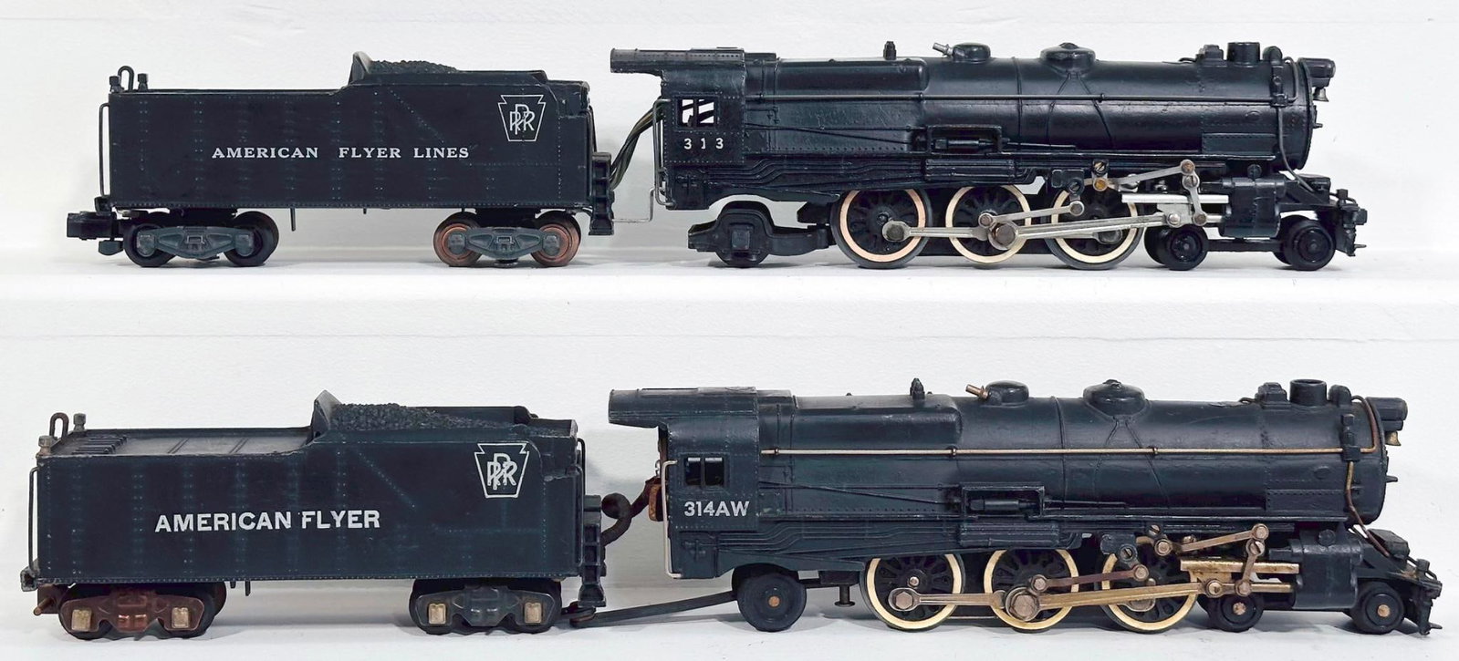 American Flyer Postwar S Gauge 313 PRR Locomotive and Tender and 314AW PRR Locomotive and (1 of 6)
