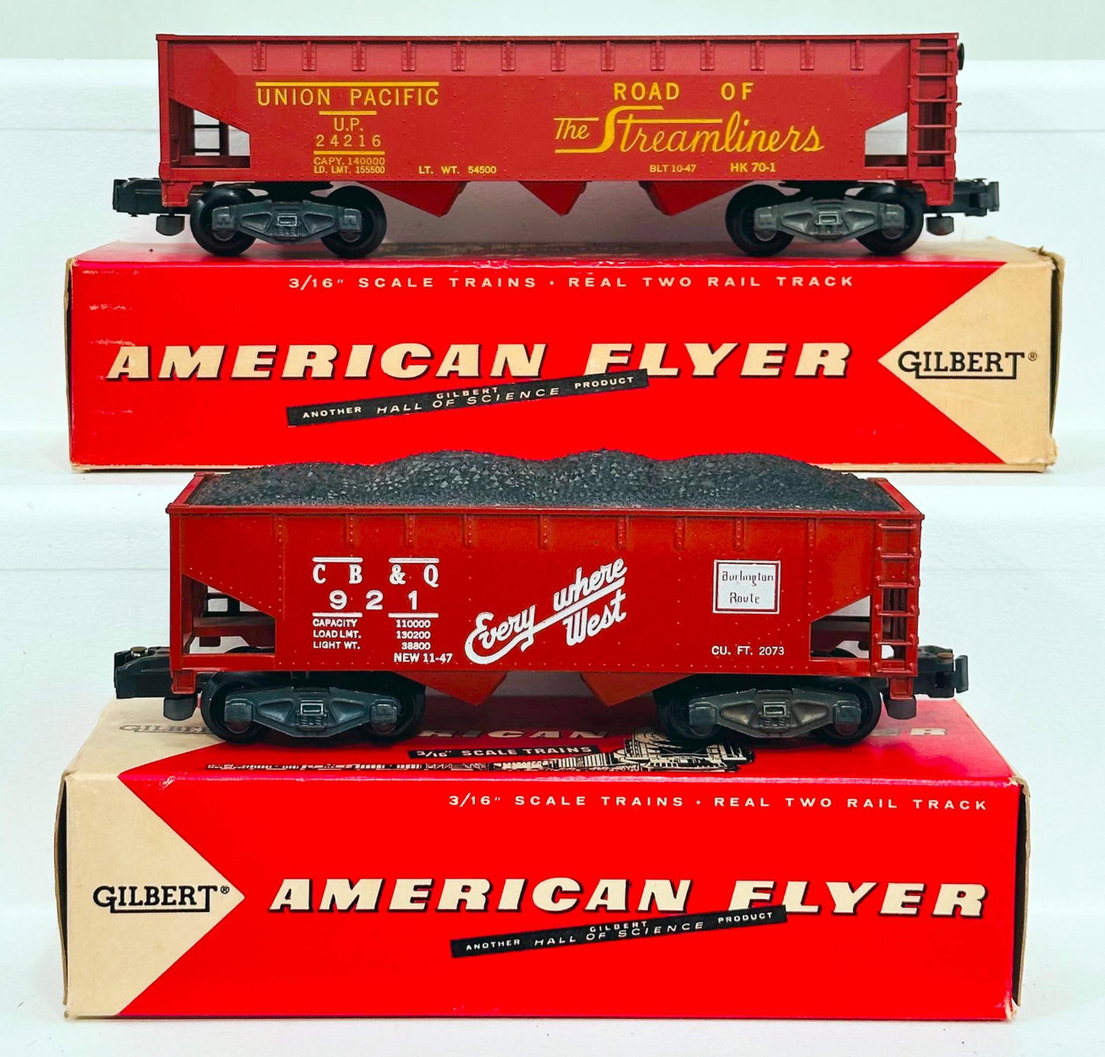 American Flyer Postwar S Gauge 24205 Coal Car and 24216 Union Pacific Hopper Boxed (1 of 8)
