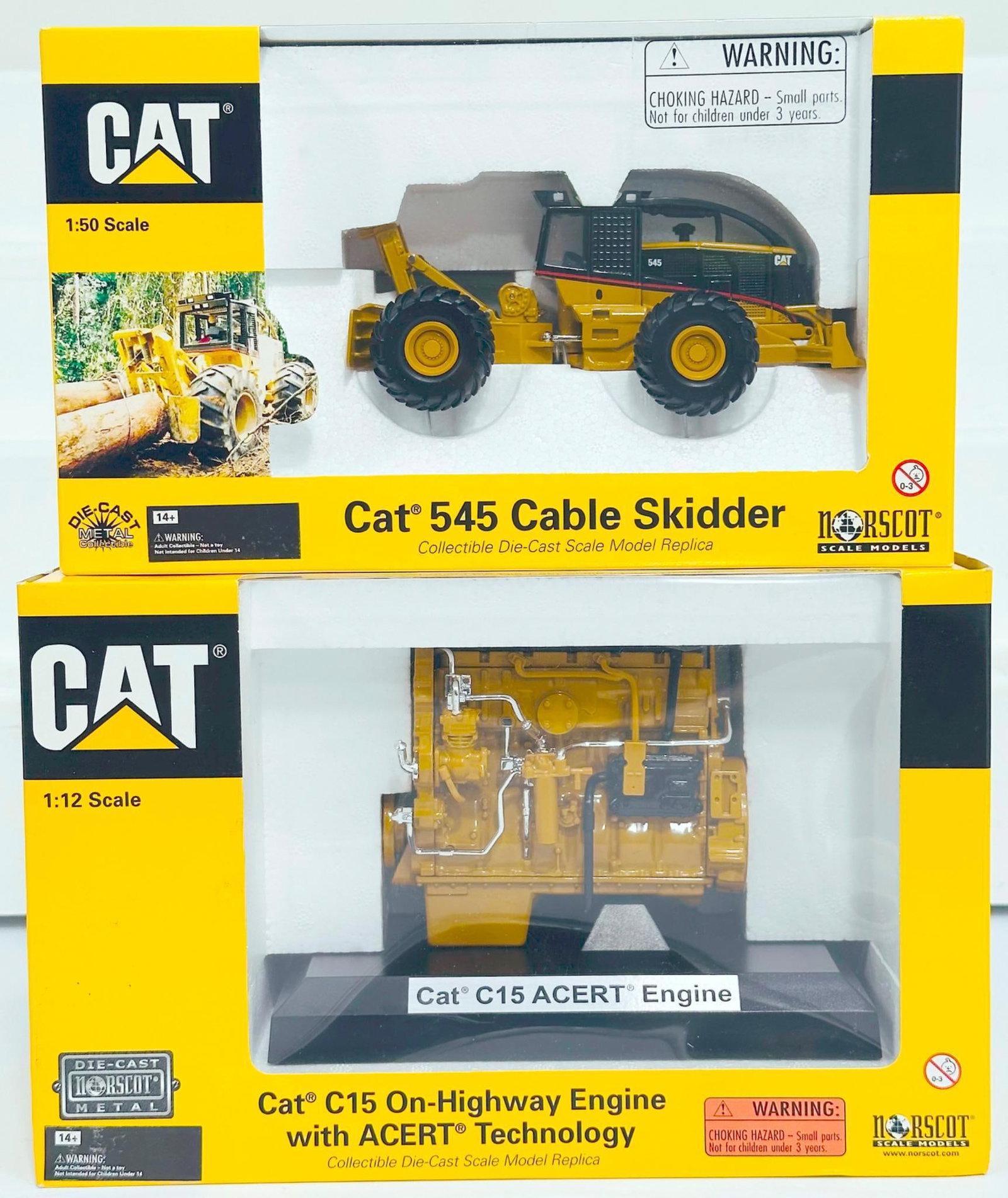 Norscot Modern 1:50 Scale CAT 545 Cable Skidder and 1:12 Scale CAT C15 On-Highway Engine Boxed (1 of 5)