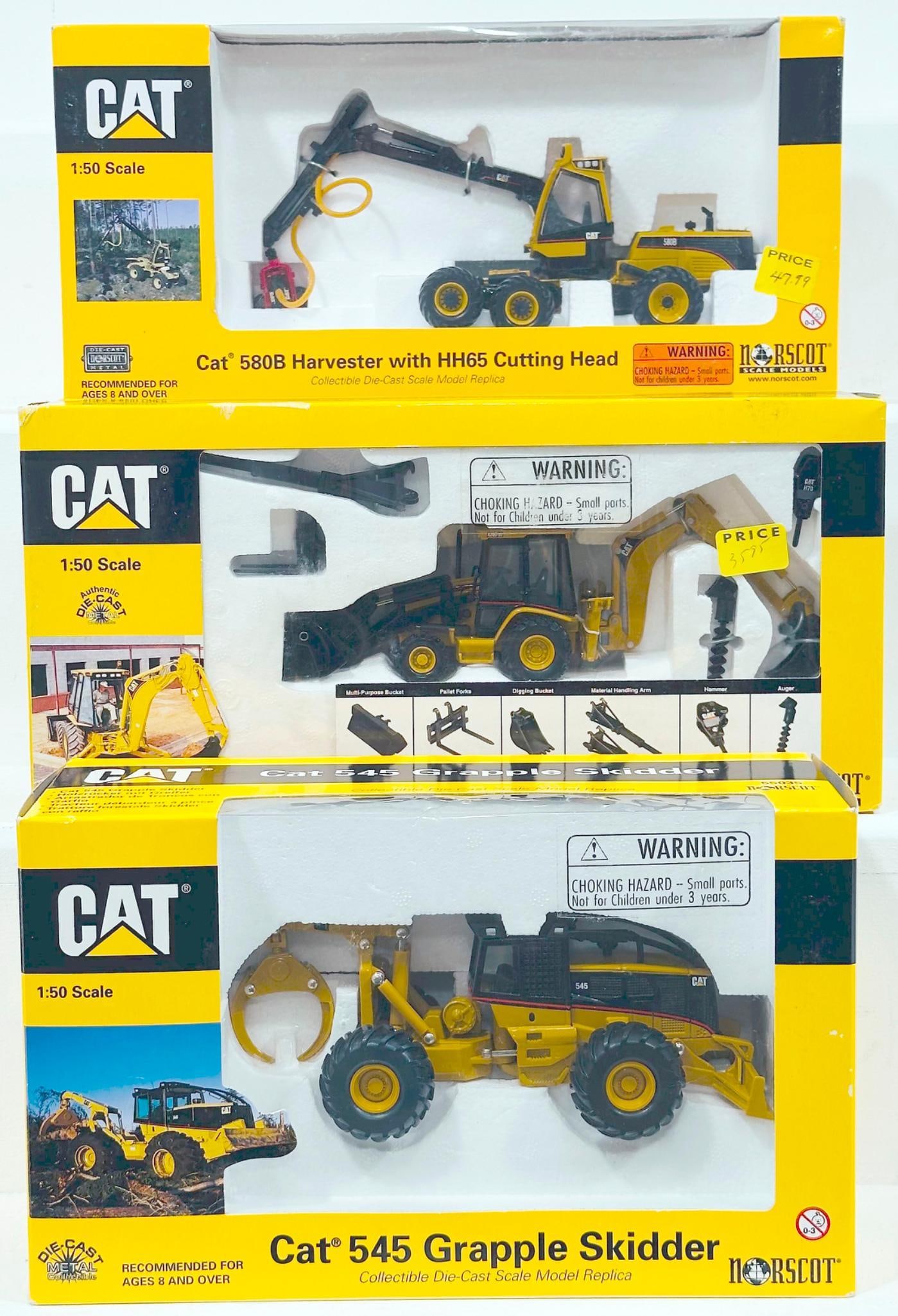 Norscot Modern 1:50 Scale CAT 580B Harvester/CAT 545 Grapple Skidder/CAT 4200 IT Backhoe Loader (1 of 7)