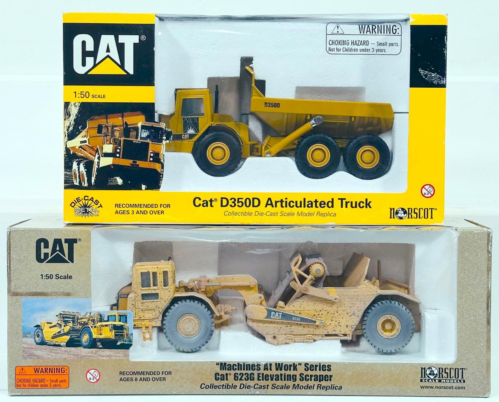 Norscot Modern 1:50 Scale CAT 6236 Elevating Scraper and CAT D3500 Articulated Truck Boxed (1 of 6)