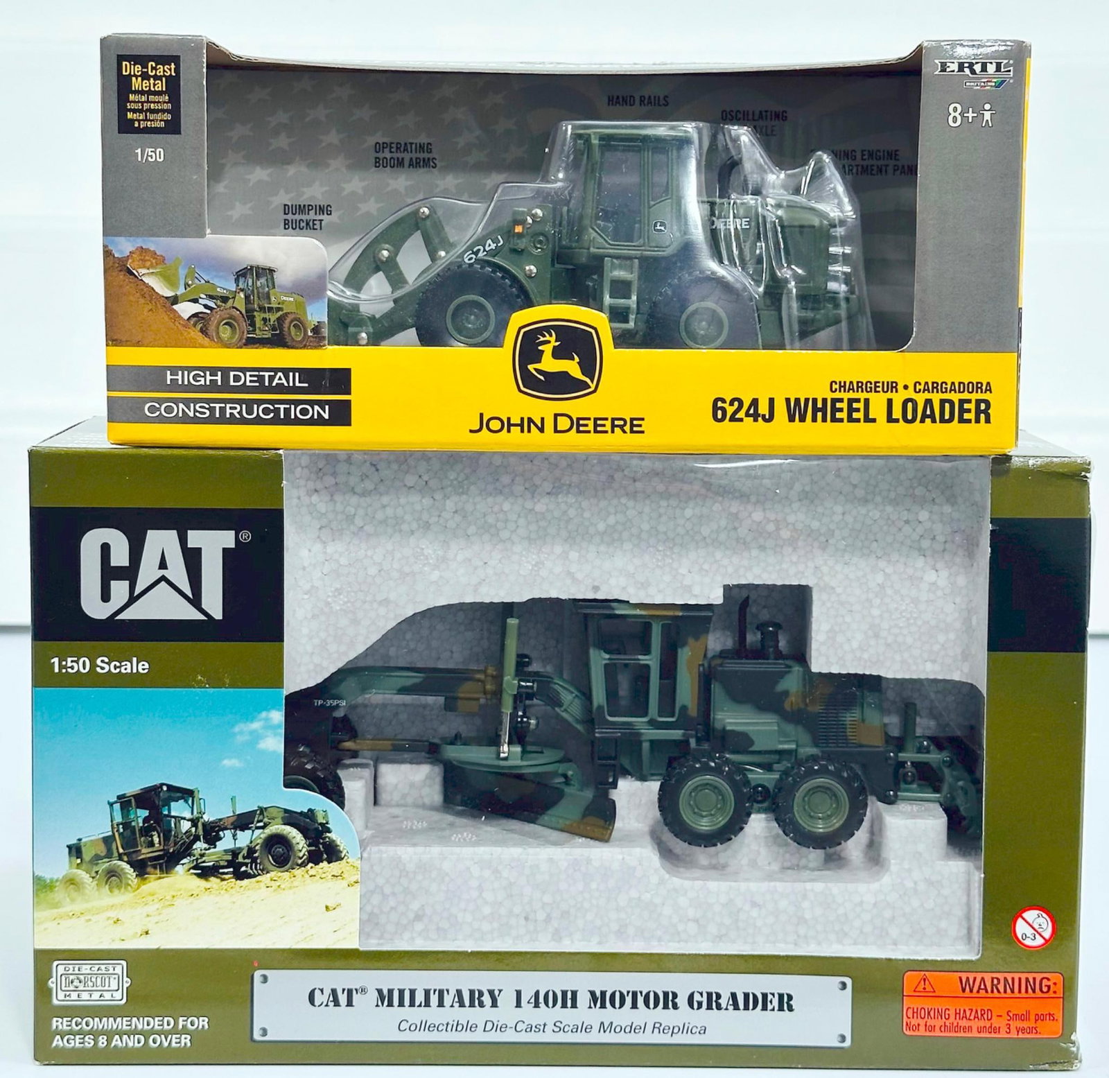Norscot Modern 1:50 SCale CAT Military 140H Motor Grader and Ertl Modern 1:50 Scale John Deere 624 (1 of 6)