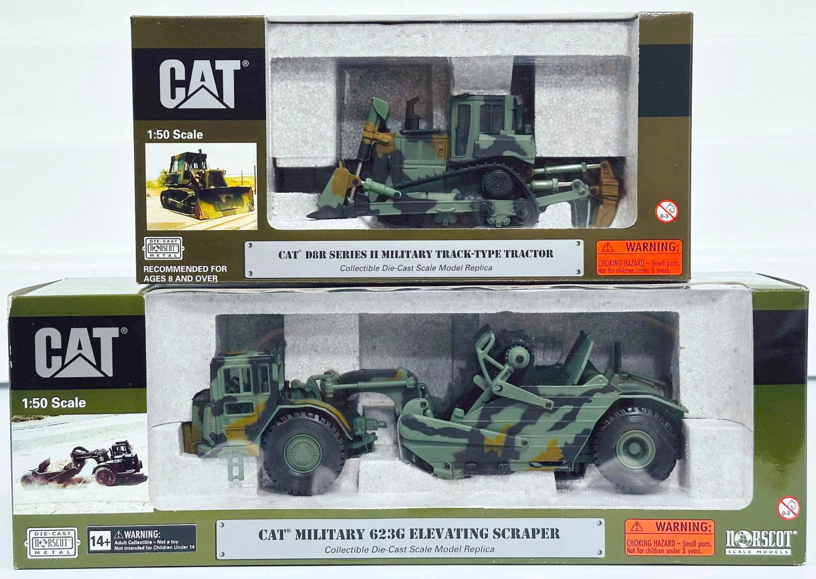 Norscot Modern 1:50 Scale CAT Military 6236 Elevating Scraper and CAT D8R Series II Military Tractor (1 of 6)