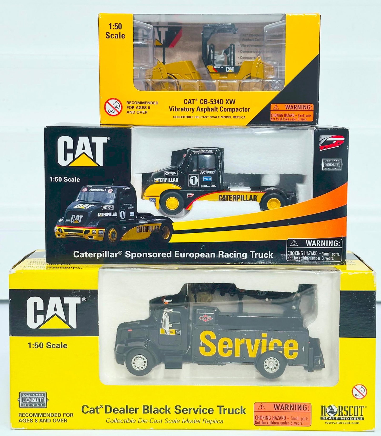 Norscot Modern 1:80 Scale CAT CB-534D XW Vibratory Asphalt Compactor/CAT Dealer Black Service Truck (1 of 7)