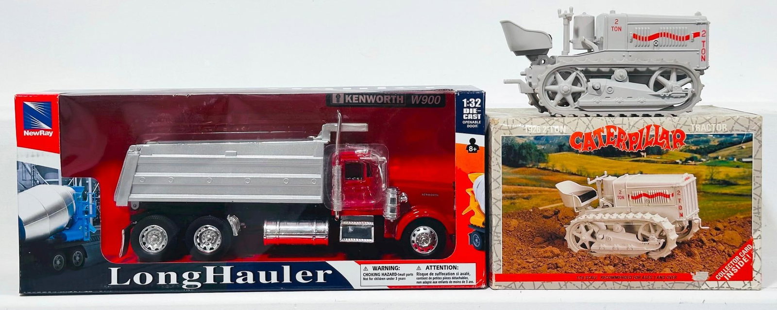 New Ray Modern 1:32 Scale Kennworth W900 Long Hauler/Modern 1:16 Scale CAT T-35 Tractor Boxed (1 of 6)