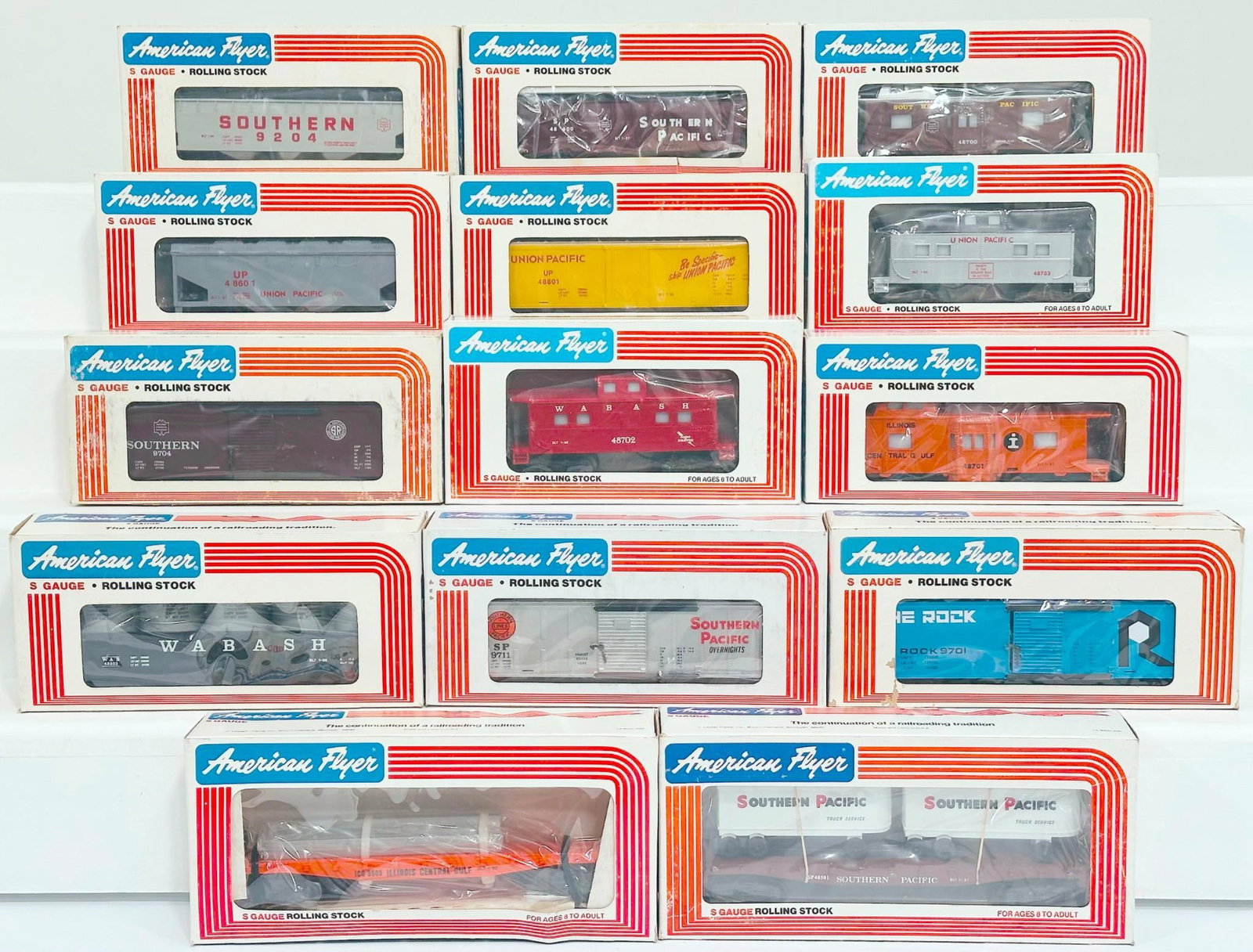 American Flyer Lionel Modern S Gauge Fourteen (14) Assorted Freight Cars Boxed (1 of 7)