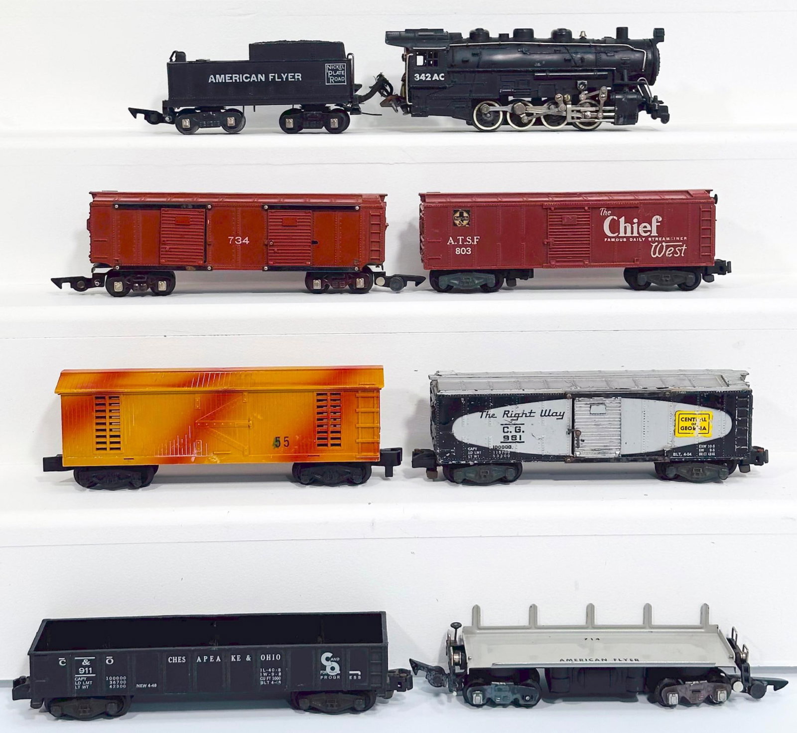 American Flyer Postwar S Gauge 342 AC Nickel Plate Road 0 - 8 - 0 Switcher and Tender and Six (6) (1 of 6)