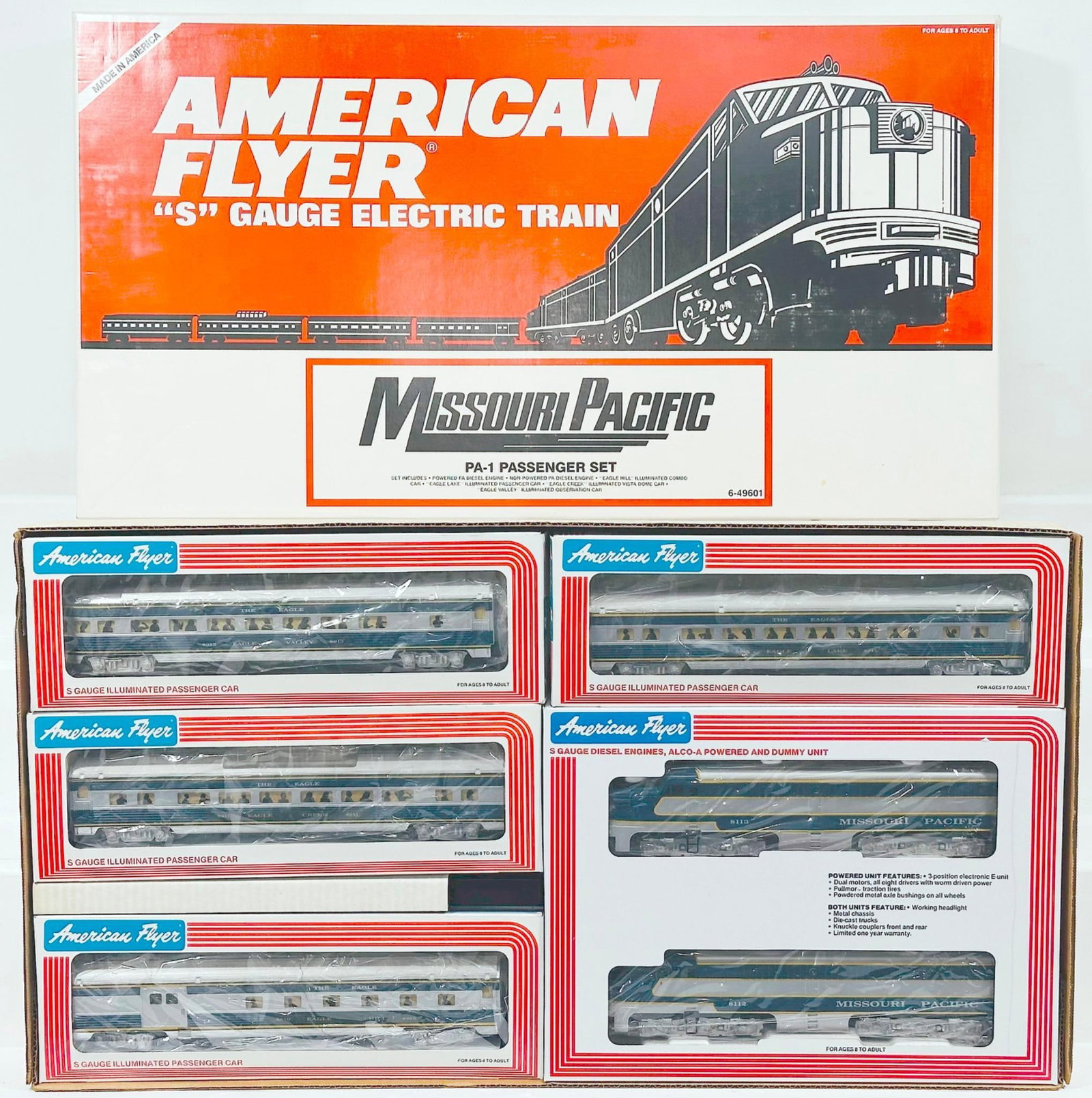 American Flyer Lionel Modern S Gauge Missouri Pacific PA - 1 Passenger Set Boxed (1 of 4)