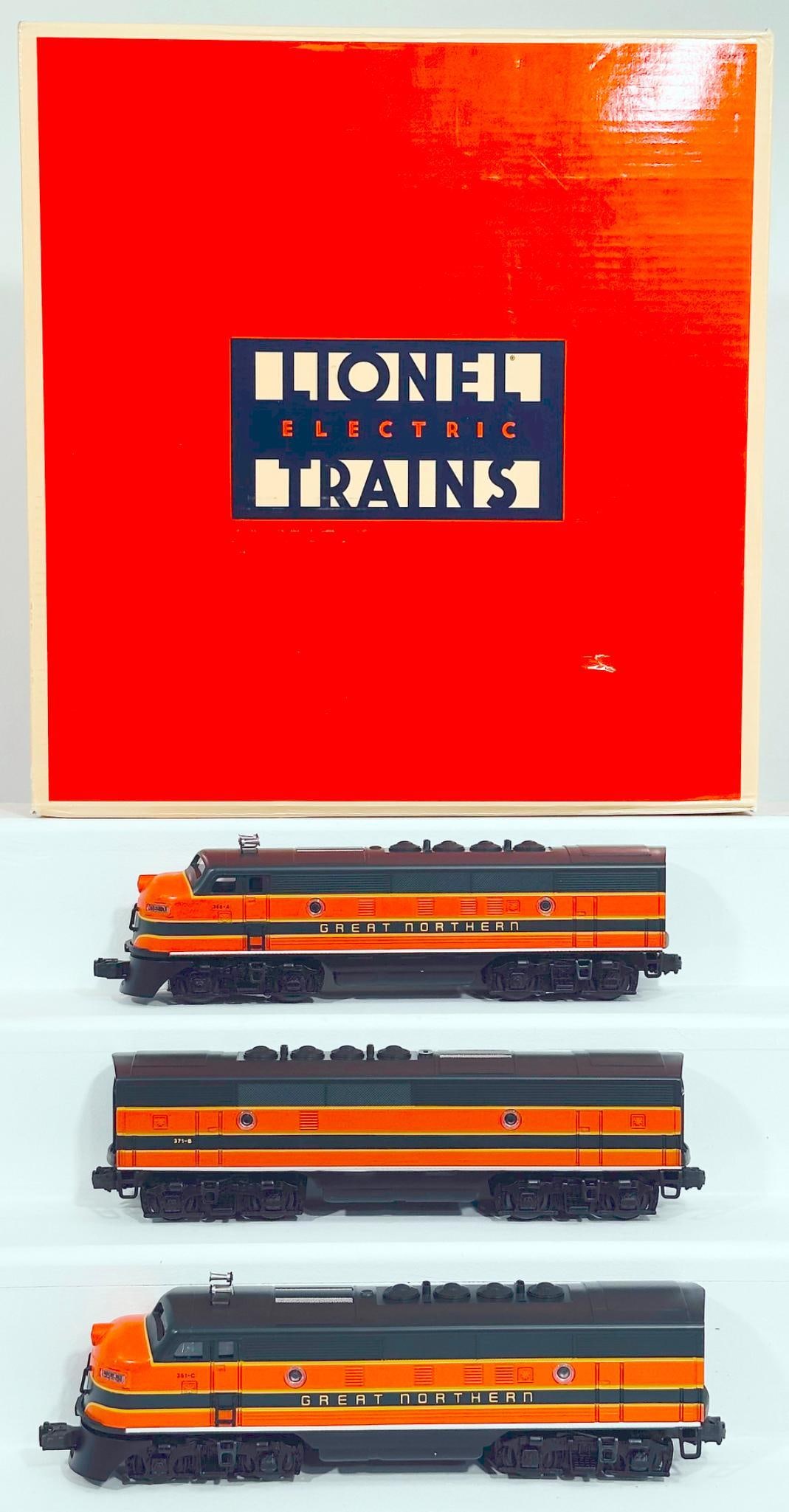 Lionel Modern O Gauge Great Northern F - 3 A - B - A Diesel Units Boxed: Lionel Modern O Gauge Great Northern F - 3 A - B - A Diesel Units Boxed, each in C9 and each with its original box and includes outer set box.
