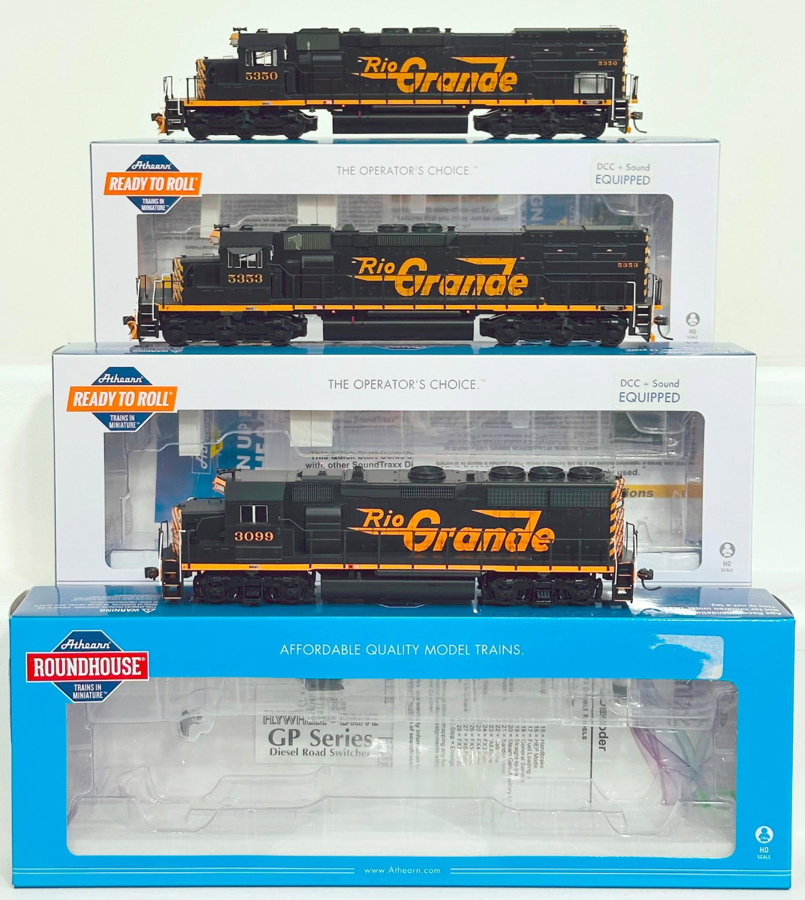 Athearn Modern HO Scale Denver & Rio Grande Western SD40 T X2 Switcher and Rio Grande GP 40 - 2 (1 of 8)