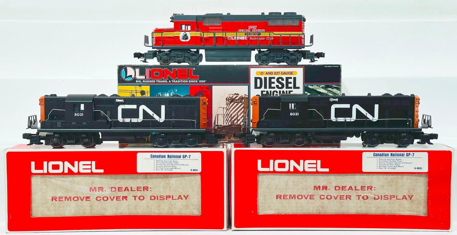 Lionel Modern O Gauge Railroad Club GP - 38 Diesel Switcher and Canadian National GP - 7 Switcher X2 (1 of 8)